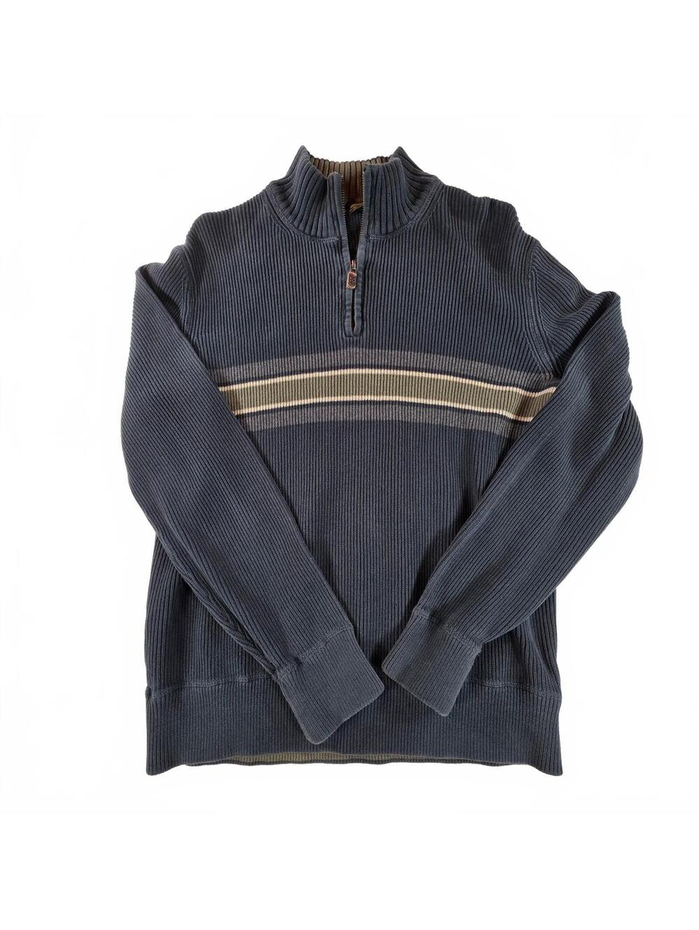 Eddie Bauer Men's Pullover Sweater Size Medium Blue Striped Cotton Casual